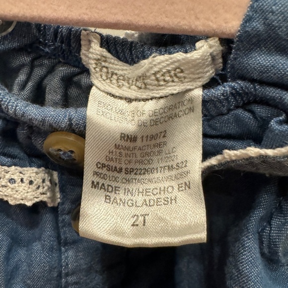 Forever Me 2T Girls Off the Shoulder Crop Top Tank Top Blouse - Picture 3 of 4